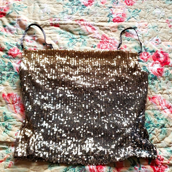 Free People Stop & Stare Black Sequin Cami S,M,L - Picture 5 of 11